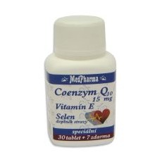 COENZYME Q10 + VITAMIN E + SELEN  37tbl doplněk energie, ochrana srdce Zdravé srdce a cévy MEDPHARMA