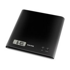 Kuchyňská elektronická váha Salter 1066 Black   Černá elegantní štíhlá váha s velkým LCD displejem, s funkcí dovažování, s maximálním zatížením do 3...