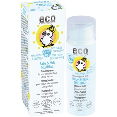 Eco Cosmetics Baby & Kids Neutral krém na opalování SPF50+ 50 ml ECO Cosmetics  Přírodní opalovací krém pro děti, vhodný pro citlivou pokožku. Bez parfemace, nebělený, voděodolný a vhodný pro...